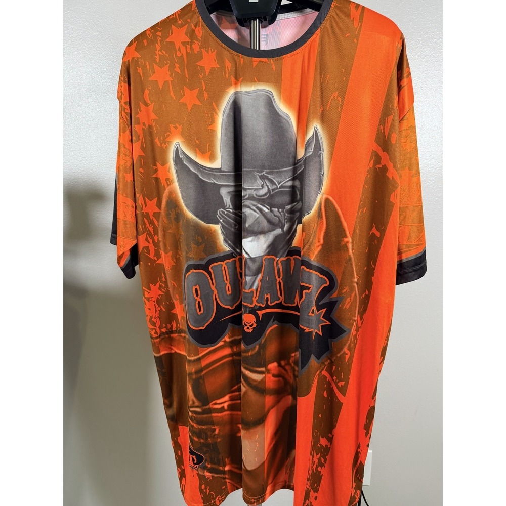 Outlaws Feltman Masked Cowboy T Shirt Mens 4XL 33 Orange Graphic Short Sleeve